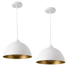 Lot de 2 lampes à suspension éclairage intérieur hauteur réglable métal diamètre 30 cm blanc doré 