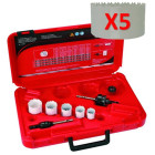 Coffret de 5 scies trépan HSS : 22-25-29-32-38 mm
