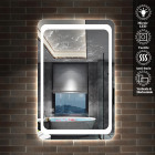 Miroir de salle de bain réversible avec éclairage led intégré et anti-buée commande par effleurement double interrupteur réversible - Dimensions au choix