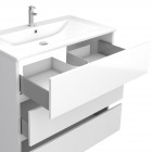 Ensemble meuble de salle de bain blanc 80 cm sur pied 3 tiroirs + vasque ceramique blanche + miroir Aurlane - LAV392