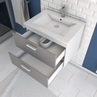 Meuble salle de bain 60cm monté suspendu - avec tiroirs, vasque et miroir - box-in 60 - Couleur au choix