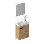 Ensemble meuble lave mains décors bois 41x50x22cm + miroir - smally wood