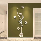 Adhésif mural effet miroir - Modèle pot de fleurs