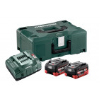 Pack énergie 18v metabo - pack 2 batteries 18 volts lihd + chargeur ultra rapide 2 x 5,5 ah lihd, asc 145, coffret metaloc - 685077000