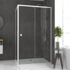 Pack porte de douche coulissante blanc 120x185cm + retour 90 verre transparent 5mm - whity slide 120 Aurlane - PACF025