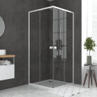 Pack porte de douche coulissante blanc de 78 à 90x185cm + receveur 90x90 - whity slide Aurlane - PACF031