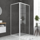 Pack porte de douche coulissante blanc 100x185 cm + paroi de retour 80cm + receveur à poser - whity Aurlane - PACF044