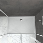 Pack porte de douche coulissante blanc extensible 140x185 + paroi de retour 80cm + receveur - whity Aurlane - PACF049