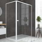 Pack porte de douche coulissante blanc 140x185 cm + paroi de retour 90cm + receveur à poser - whity Aurlane - PACF050