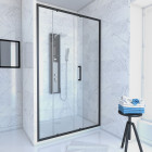 Pack paroi porte de douche + receveur a poser - 120x90 coulissante-crush moon 120x90 Aurlane - PACF052
