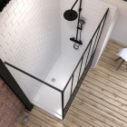 Pack paroi de douche 140x200 cm noir mat - verre trempe 5mm + receveur a poser rectangle - 140x80cm Aurlane - PACF058
