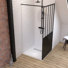 Pack paroi de douche 90x200 cm noir mat + receveur de douche a carreler 90x90 cm recoupable Aurlane - PACF073
