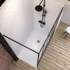 Pack paroi de douche 140x200 cm noir mat + receveur de douche a carreler 140x90 cm recoupable Aurlane - PACF075