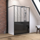 Pack paroi de douche 140x200 cm noir mat + receveur de douche a carreler 90x140cm recoupable Aurlane - PACF076