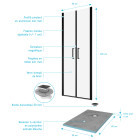 Pack paroi de douche 90x200 cm + receveur de douche a carreler 90x140 recoupable Aurlane - PACF085