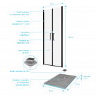 Pack paroi de douche 90x200 cm + receveur de douche a carreler 90x140 recoupable Aurlane - PACF086