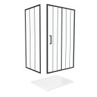 Porte coulissante et retour avec sérigraphie noire 120x90x200 cm + receveur blanc Aurlane - PACF176