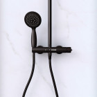 Porte de douche coulissante 120x200 cm profil noir et receveur blanc + colonne de douche mécanique Aurlane - PACF286