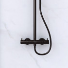 Pack porte coulissante noir mat + receveur blanc 120x80x204 cm et colonne de douche thermostatique Aurlane - PACF301