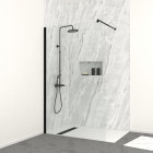 Paroi de douche 120cm verre 8mm - profilé + barre extensible + colonne de douche mécanique noir mat Aurlane - PACF342