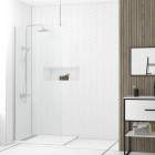 Paroi de douche 90x200cm verre transparent - Profilé + Barre plafond finition chrome - FREEDOM 2 Aurlane - PACF374