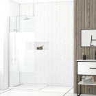 Paroi de douche 80x200cm dépolie - profilé + barre plafond finition chrome - freedom 2 frosted Aurlane - PACF381
