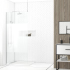 Paroi de douche 90x200cm dépolie - profilé + barre plafond finition chrome - freedom 2 frosted Aurlane - PACF382