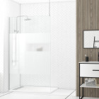 Paroi de douche 120x200cm dépolie - profilé + barre plafond finition chrome - freedom 2 frosted Aurlane - PACF383