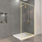Paroi de douche 120x200cm + grille finition or doré brossé + receveur blanc 120x90x4cm Aurlane - PACF422