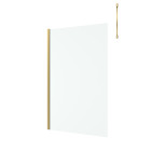 Paroi de douche 120x200cm verre 8mm - profilé + barre plafond finition or brossé - freedom 2 gold Aurlane - PACF434