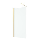 Pack paroi de douche 90x200cm verre transparent - barre de fixation extensible et profil or brossé Aurlane - PACF437