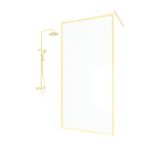 Pack paroi de douche avec cadre or brossé 120x200cm + colonne de douche thermostatique assortie Aurlane - PACF441