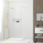 Pack paroi 120x200 + bras + receveur linéaire acrylique 80x120 + colonne thermostatique - or brossé Aurlane - PACF447