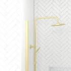 Pack paroi 120x200 + colonne thermostatique + receveur effet pierre 80x120 et grille - or brossé Aurlane - PACF448