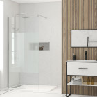 Pack paroi de douche dépolie 100x200cm + barre de fixation extensible - verre 8mm - finition chrome Aurlane - PACF449