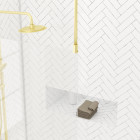 Paroi de douche 100x200cm verre 8mm - profilé + barre plafond finition or brossé - freedom 2 gold Aurlane - PACF450