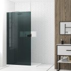 Paroi de douche 100x200cm verre fumé - profilé + barre plafond finition chrome - freedom 2 smoked Aurlane - PACF455