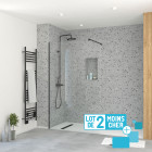 Lot de 2 parois de douche 120x195 cm en verre trempé 5 mm - profilés et bras noirs Aurlane - PACF470