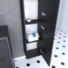 Colonne de salle de bain blanche 30x35x150 cm avec 2 portes et poignées noir mat - structura p059