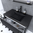 Meuble de salle de bain 80x50cm noir mat - 2 tiroirs noir mat - vasque résine noire effet pierre - structura p060 Aurlane - PACM060
