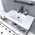 Ensemble meuble de salle de bain blanc 80cm + vasque en résine blanche 80x50 + tiroirs blanc mat Aurlane - PACM076