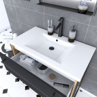 Meuble de salle de bain 80x50cm - vasque blanche 80x50cm - 2 tiroirs noir mat Aurlane - PACM087