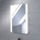 Meuble salle de bain 60x54 - finition chene naturel + vasque blanche + miroir led - timber 60 - pack10 Aurlane - PACM220