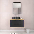 Meuble de salle de bain chêne naturel + vasque noir mat + miroir - UBY 80 - 80x45x53cm Aurlane - PACM260