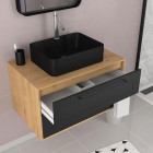 Pack meuble de salle de bain caisson 2 tiroirs + vasque rectangulaire + colonne + miroir uby 80cm Aurlane - PACM269