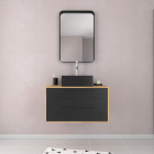 Pack meuble de salle de bain caisson 2 tiroirs + vasque carrée + miroir - uby 80cm Aurlane - PACM272