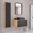 Pack meuble de salle de bain caisson 2 tiroirs + vasque carrée + colonne + miroir - uby 80cm Aurlane - PACM275