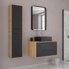 Pack meuble de salle de bain caisson 2 tiroirs + vasque carrée + colonne + miroir led - uby 80cm Aurlane - PACM276