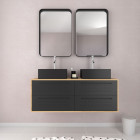 Meuble de salle de bains 120 cm_2 vasques carrées_2 miroirs - chêne naturel et noir mat - uby Aurlane - PACM290