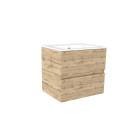 Meuble de salle de bains 60cm 2 tiroirs_chêne industriel + vasque céramique blanche - timber 60 Aurlane - PACM603